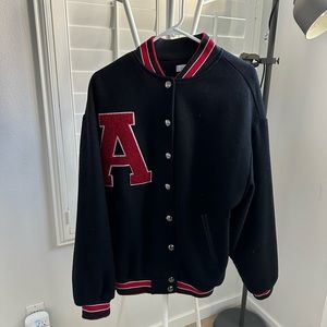 Adika "A" Black Button Up Varsity Jacket